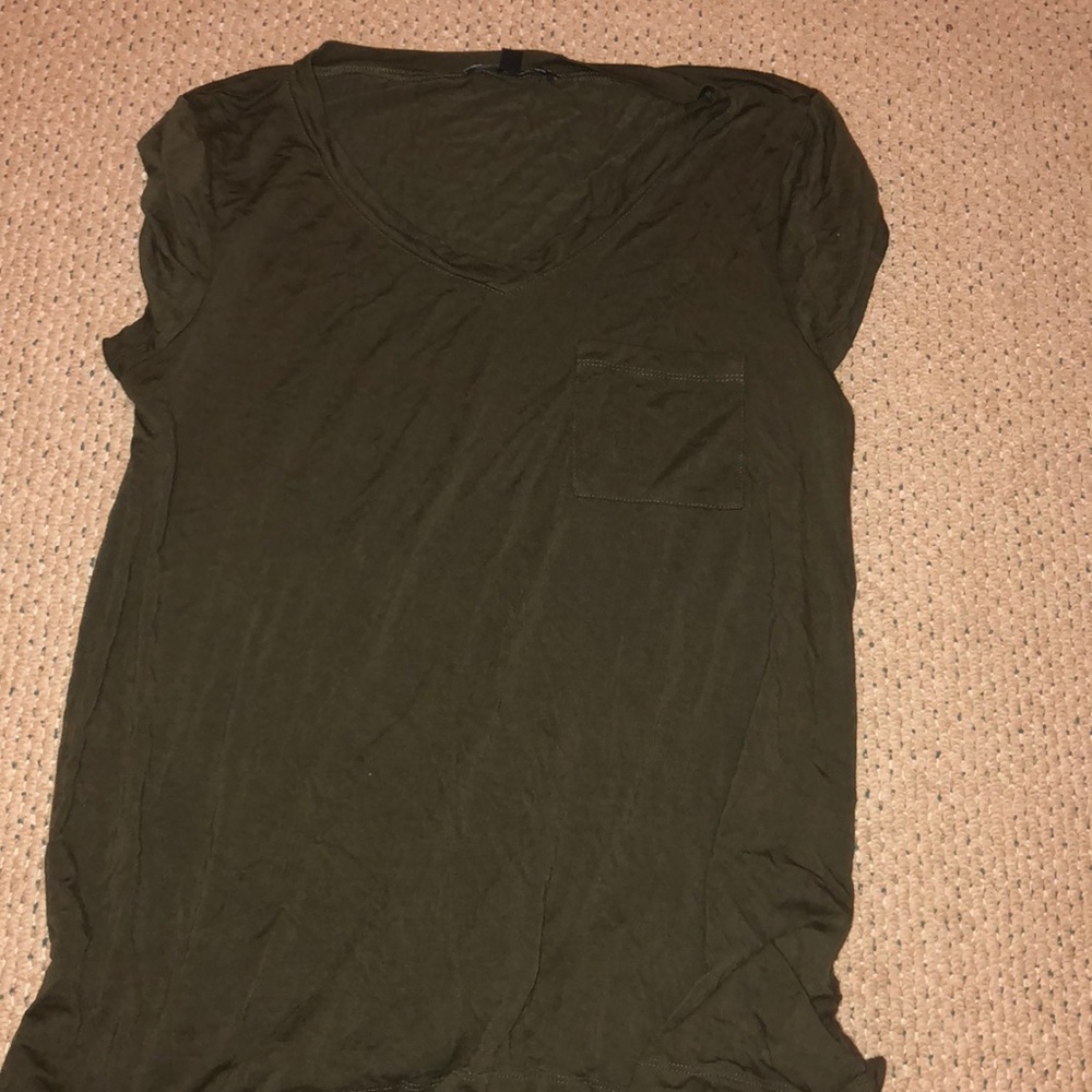 Green v neck shirt